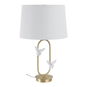 24x15\" Metal Table Lamp With Glass Butterflies, Go