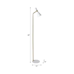 60\" Metal Floor Lamp, White/gold