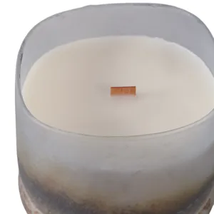 4\" 12 Oz Lakeside Rain Frosted Glass Candle, Blue