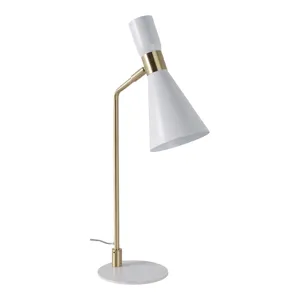 21\" Metal Table Lamp, White/gold