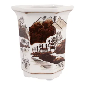 4\", 6oz Chinoiserie Candle, Brown/white