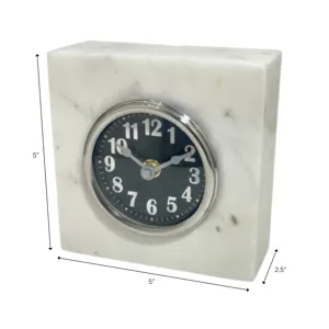 5x5\" Wht Marble Table Clock