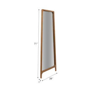 Wood, 28x71 Wood Frame Floor Mirror On Stand, Natu