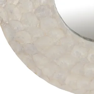 27" Round Capiz Mirror, Ivory