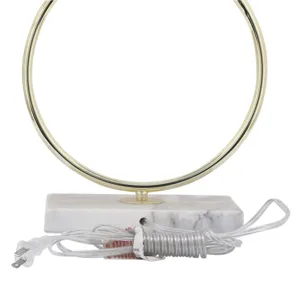 Metal 28" Ring Table Lamp W/marble Base, Gold