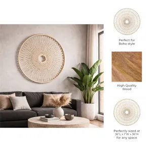 Ec Wicker, 36", Round Wall Accent, Natural