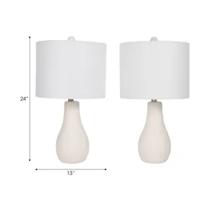 S/2 Ceramic 24\" Table Lamp, White