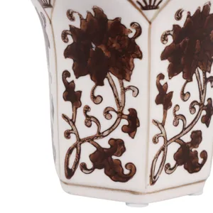 4\", 6oz Fluted Chinoiserie Candle, Brown/white