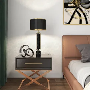 Metal/marble 30\" Table Lamp, Gold/black