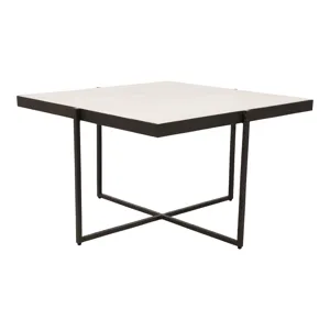 31x18\" Marble & Forged Metal Coffee Table, Beige/b