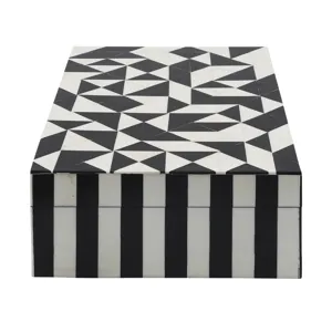 Resin, S/2 10/12" Harlequin Boxes, Black/white
