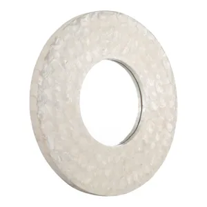 27" Round Capiz Mirror, Ivory