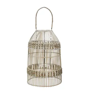 25"h Rattan Lantern, Brown