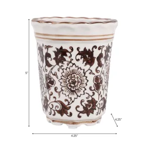4\", 7oz Fluted Chinoiserie Candle, Brown/white
