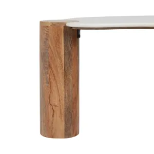 Ec 42x18\" Curved Coffee Table, White/natural