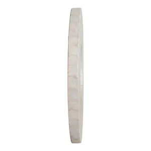27" Round Capiz Mirror, Ivory