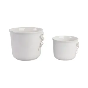 S/2 9/11\" Pretty Bow Planters, White