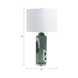 30x16\" Artful Glass Table Lamp, Green