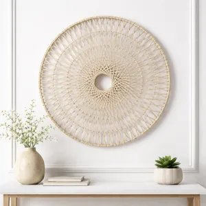 Ec Wicker, 36", Round Wall Accent, Natural