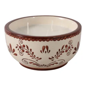 6\" 10 Oz Coffee Hand Painted Candle, Brown/ White