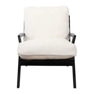 27x34" Faux Fur Accent Chair, Ivory/black, Kd