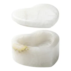 3" Heart Shaped Box, Alabaster