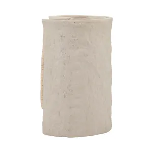 Ecomix, 12\" Crafted Vase W Handle, Ivory