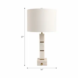 27x14\" Stacked Marble Cubes Lamp Base Switch, Whit