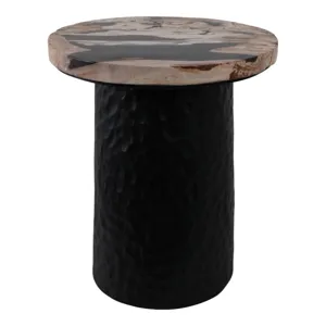 18\" Petrified Wood Top Accent Table Dimple Base