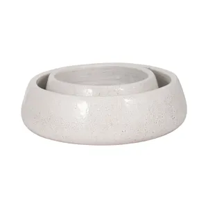 S/2 10/14\" Terracotta Bowls, White Crackle