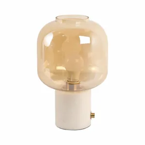 13x9\" Glass Shade On Marble Base With Switch, Whit