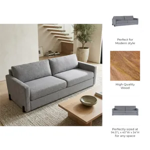 94x39" Modern Chenille Sofa, Gray/brown