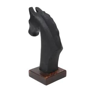 13x8" Paper Mache Horse Bust, Black/brown