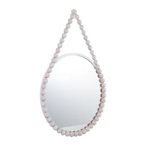 Ec Wood, 36\" Beaded Mirror, White Wb