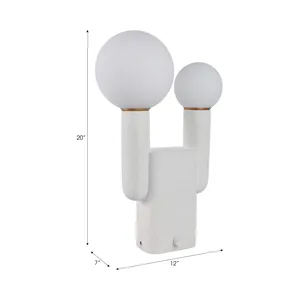 20x12\" Double Head Totem Lamp With Base Switch, Wh