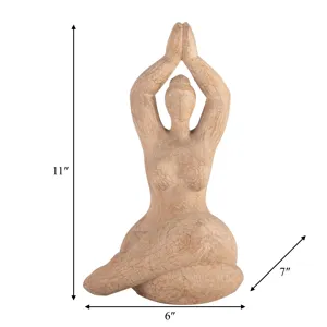 Ec Resin 11" Namaste Female Yoga Figurine, Brown