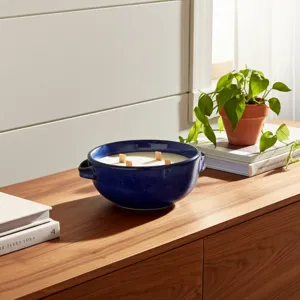 8\" 14 Oz Sandalwood Candle, Blue