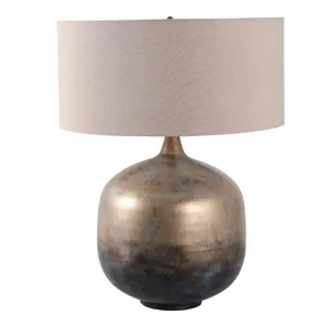 28x22\" Metal Base Table Lamp, Brown Multi