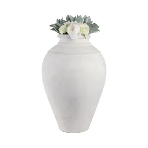 30\" Terracotta Floor Vase, Ivory
