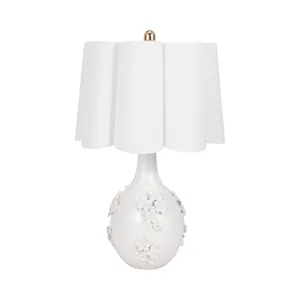 25\" Floral Applique Table Lamp, Cream