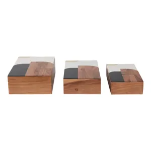 S/3 10/11/12\" Mid-century Boxes, Multi