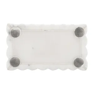 Ec 7x4" Marble Ridged Box, White