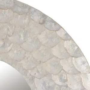 27" Round Capiz Mirror, Ivory