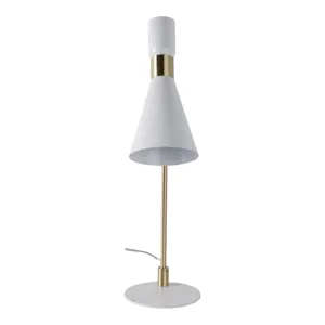 21\" Metal Table Lamp, White/gold