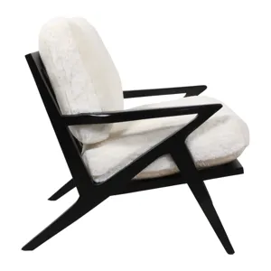 27x34" Faux Fur Accent Chair, Ivory/black, Kd