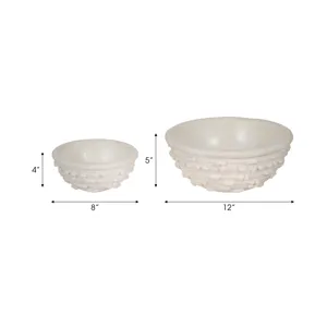 Lg White Textured Knot Bowl M2