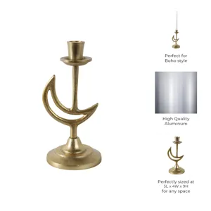 9x5\" Crescent Moon Taper Holder, Gold