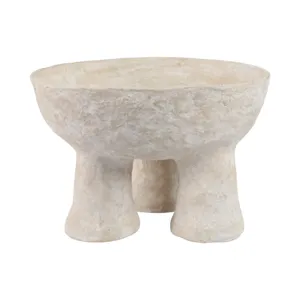 15x10\" 3-footed Paper Mache Bowl, White
