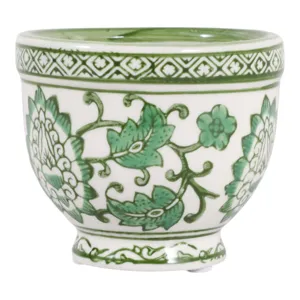 4\", 6oz Bowl Chinoiserie Candle, Green/white