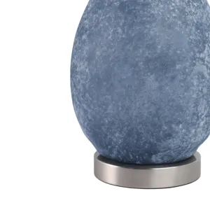 29x17\" Frosted Glass Teardrop Table Lamp, Dark Blu